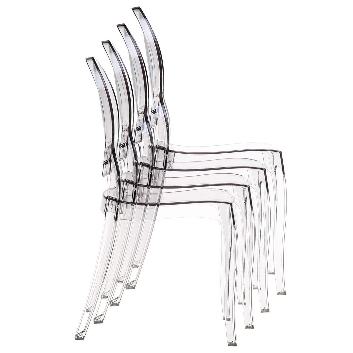 „Fashion Commerce Stuhl-Set FC4695 – 4 Stück, Polycarbonat Transparent, 94x44x42 cm“